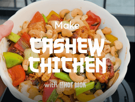 Aasialainen stir fry kanasta ja cashewpähkinöistä